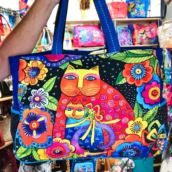 Laurel Burch Mythical Dogs Crossbody Bag - Cotton Canvas Multi-Color Print, Adjustable Strap (10.5"x9") - View #7
